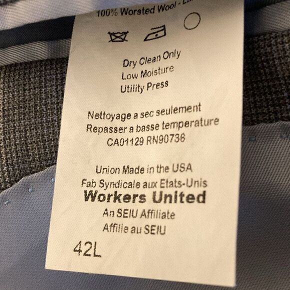 Hart Schaffner Marx Grey Plaid Sport Jacket Super 130’s. Size 42 L. - Picture 8 of 9